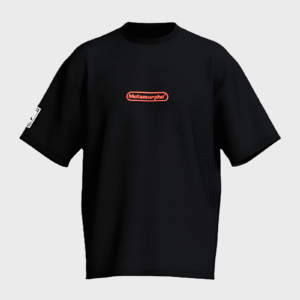 t-shirt illegal ghost, noir et violet, collection pokegame, marque metamorphe, photo de face