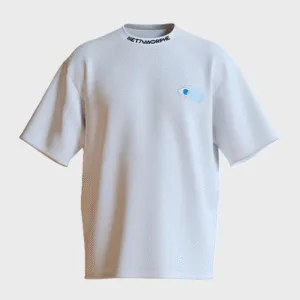 T-shirt de face de la marque metamorphe, collection ame perdue, ici la-bas nul part, blanc et blanc en impression puff