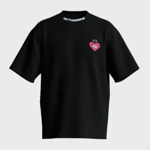 T-shirt amour secret de face avec le coeur de la marque Metamorphe, rouge et noir